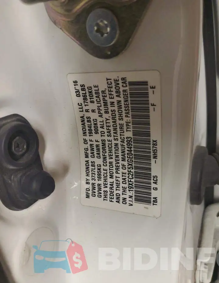 19XFC2F5XGE044993 Photo# 12