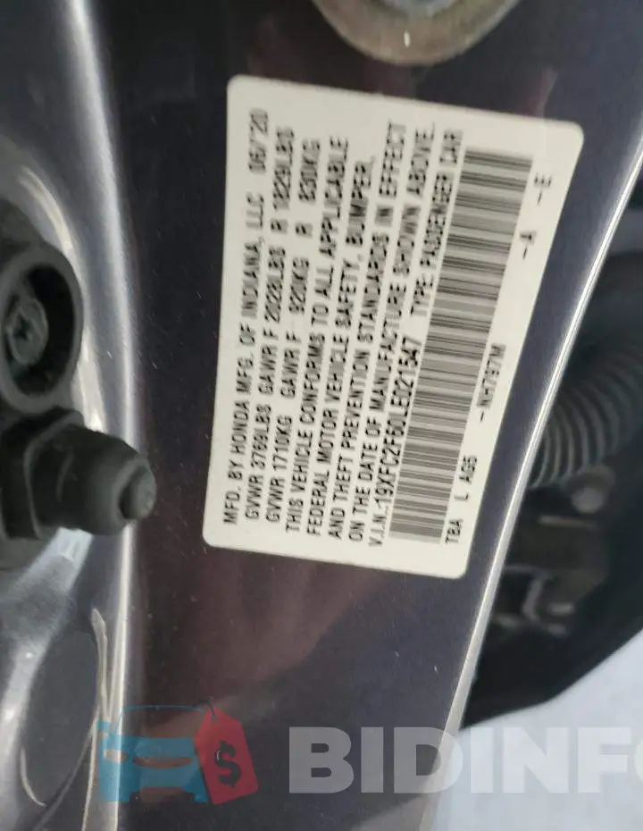 19XFC2F60LE021547 Photo# 12