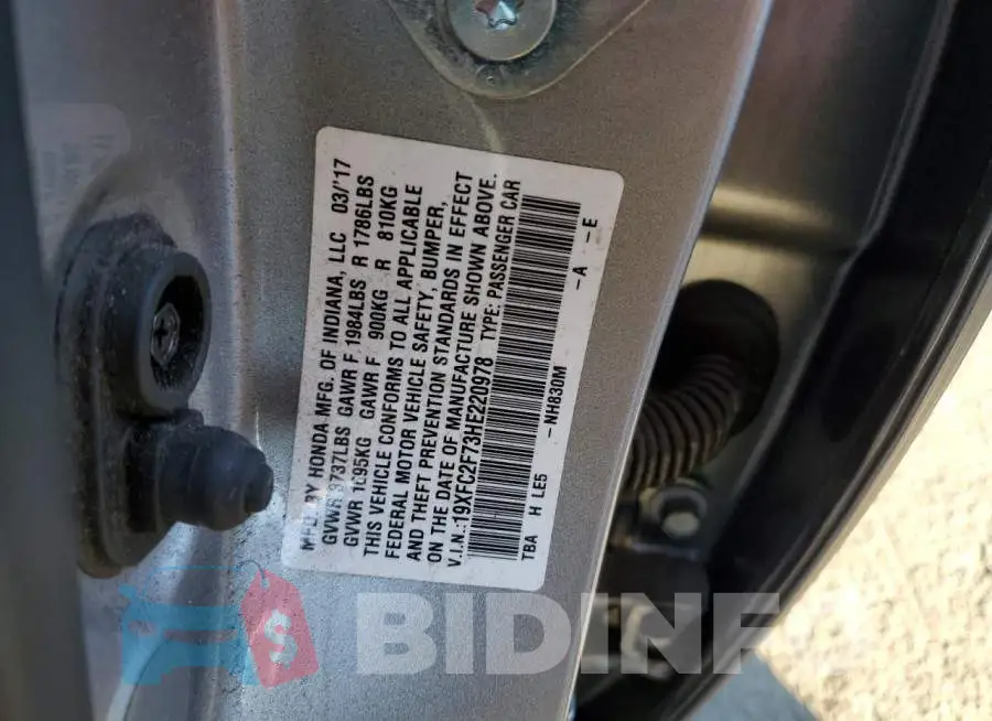 19XFC2F73HE220978 Photo# 12