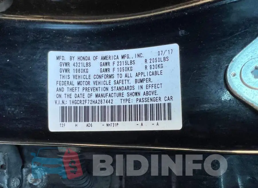 1HGCR2F72HA267442 Photo# 10