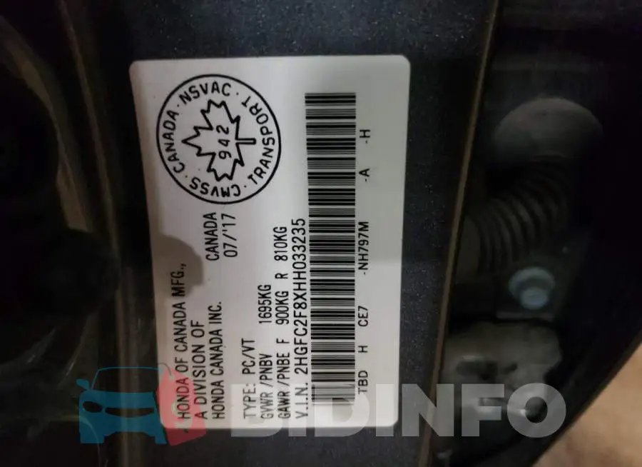 2HGFC2F8XHH033235 Photo# 12
