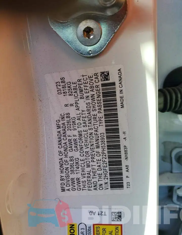 2HGFE2F22PH538903 Photo# 13