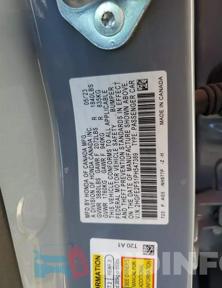 2HGFE2F51PH547389 Photo# 12