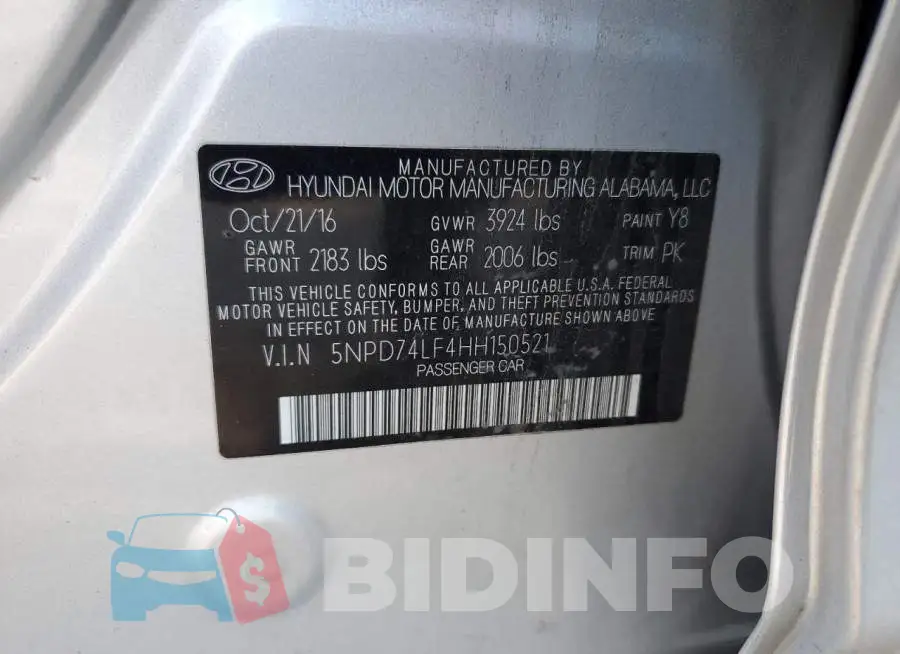 5NPD74LF4HH150521 Photo# 12