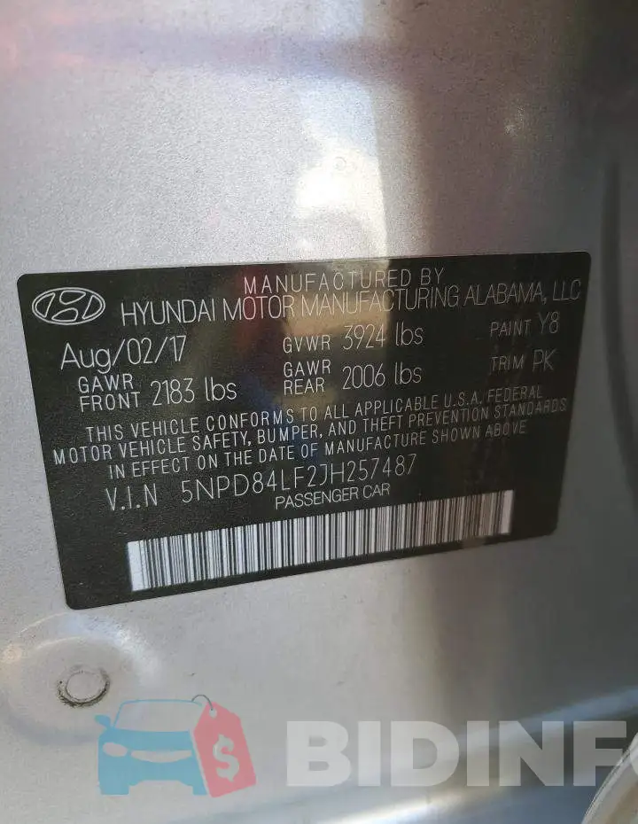 5NPD84LF2JH257487 Photo# 12
