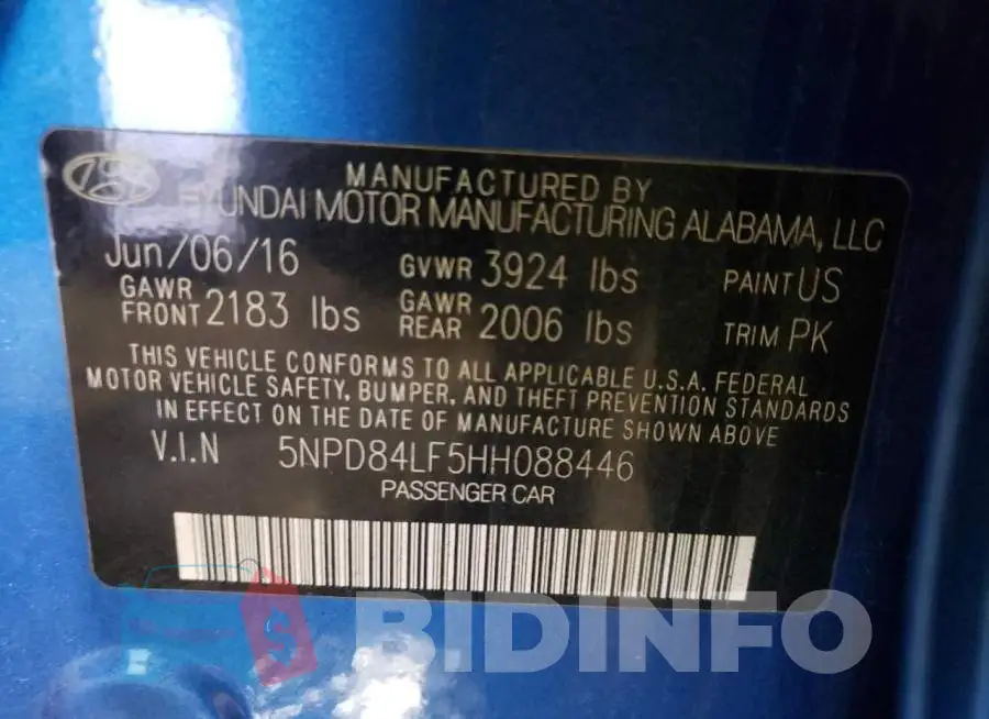 5NPD84LF5HH088446 Photo# 13