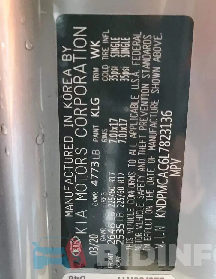 KNDPMCAC6L7823136 Photo# 12