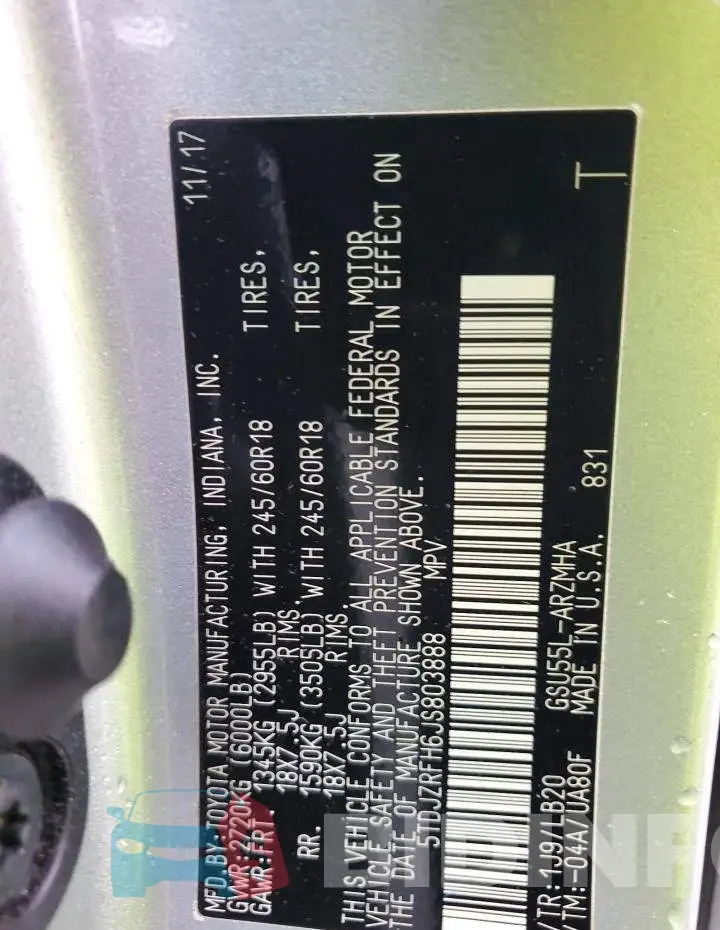 5TDJZRFH6JS803888 Photo# 12