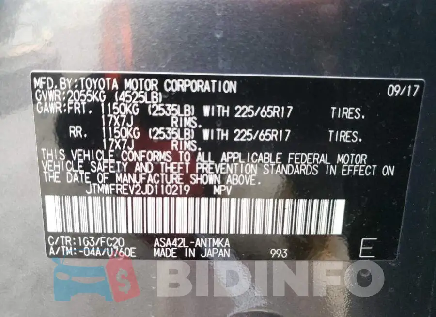 JTMWFREV2JD110219 Photo# 12