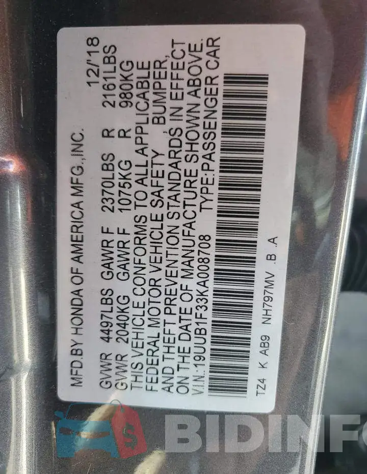 19UUB1F33KA008708 Photo# 13