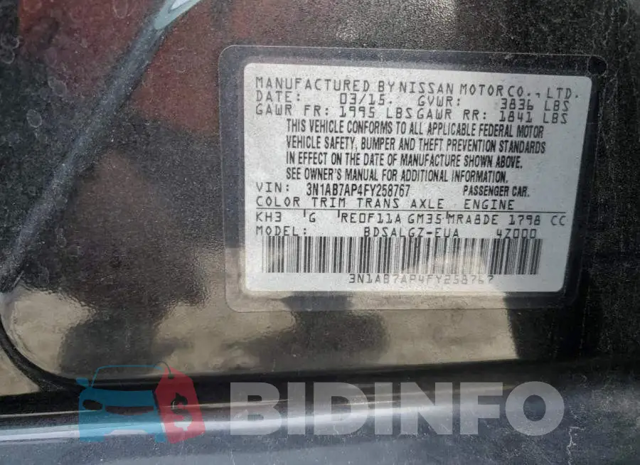 3N1AB7AP4FY258767 Photo# 12