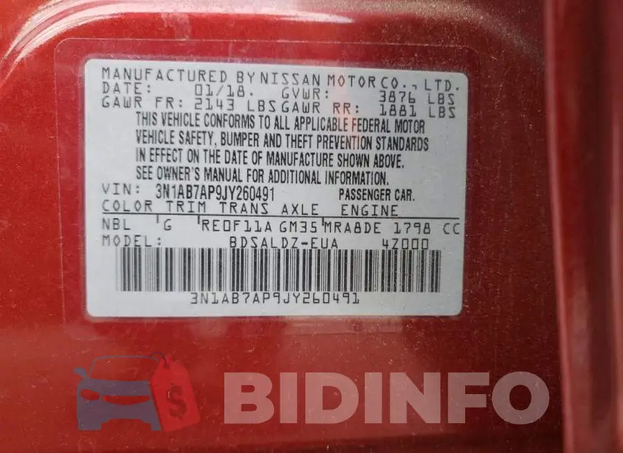 3N1AB7AP9JY260491 Photo# 12