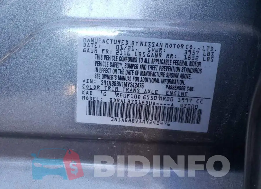 3N1AB8BV1MY242476 Photo# 12