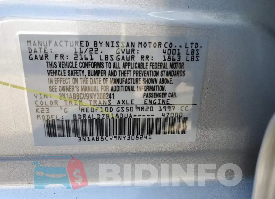 3N1AB8CV9NY308241 Photo# 12