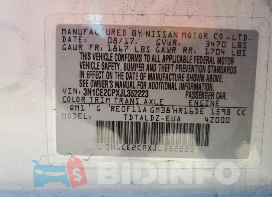 3N1CE2CPXJL352223 Photo# 13