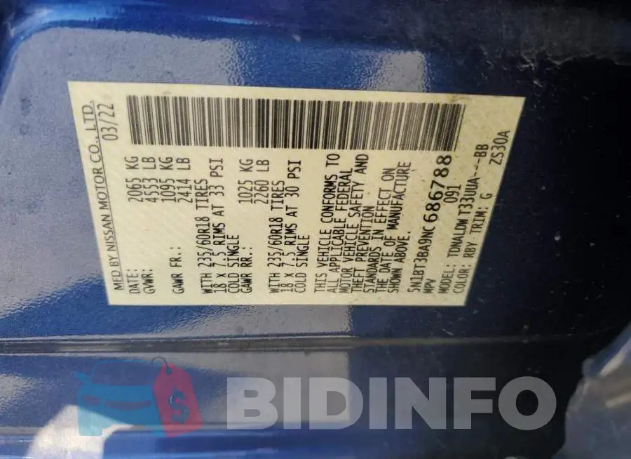 5N1BT3BA9NC686788 Photo# 12