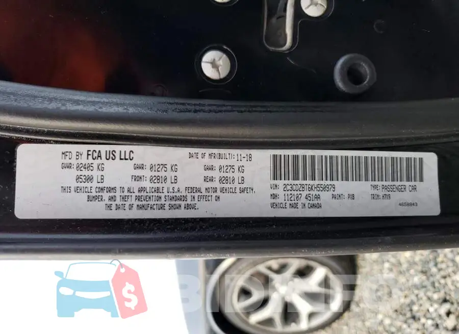 2C3CDZBT6KH550979 Photo# 12