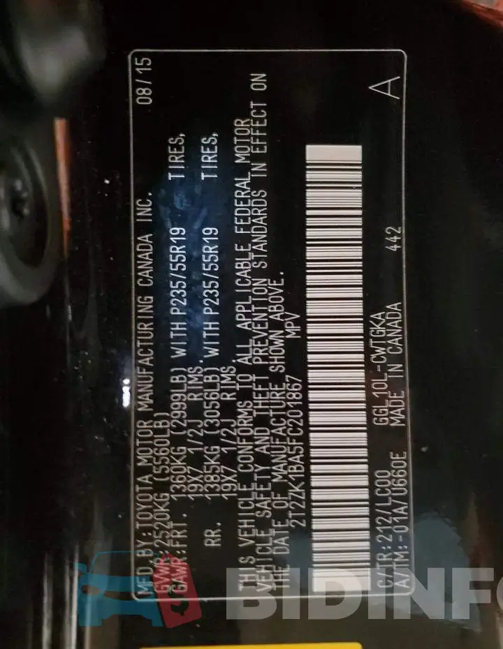 2T2ZK1BA5FC201867 Photo# 13