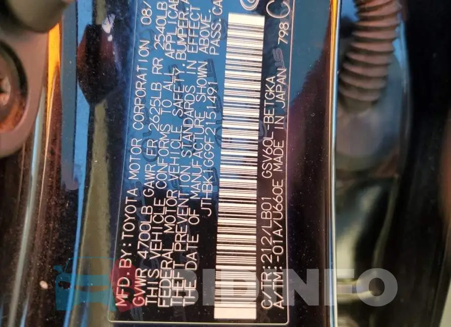 JTHBK1GG9F2151491 Photo# 12