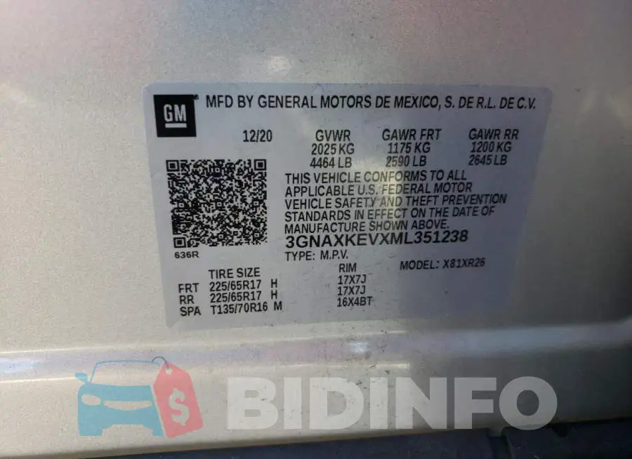 3GNAXKEVXML351238 Photo# 12