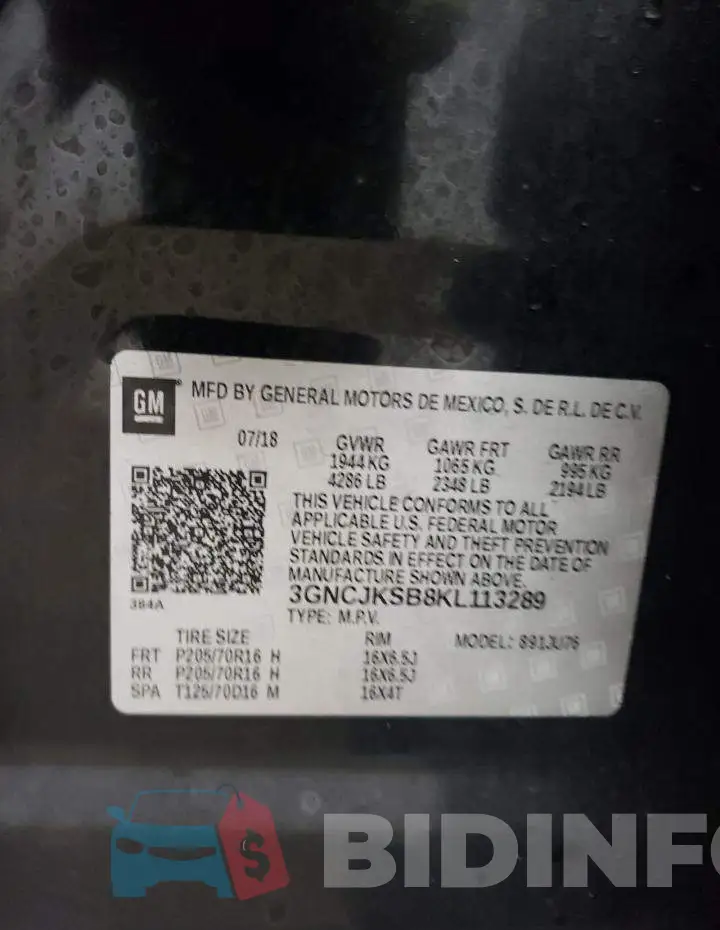 3GNCJKSB8KL113289 Photo# 12