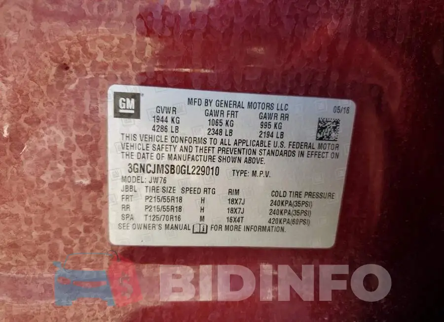 3GNCJMSB0GL229010 Photo# 13