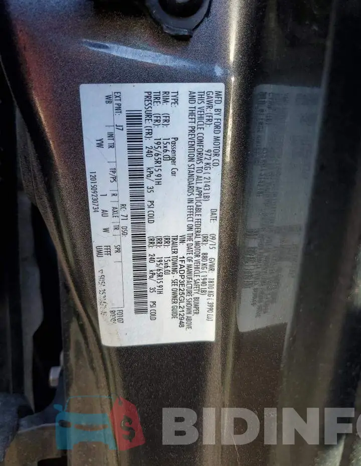 1FADP3E25GL212948 Photo# 12