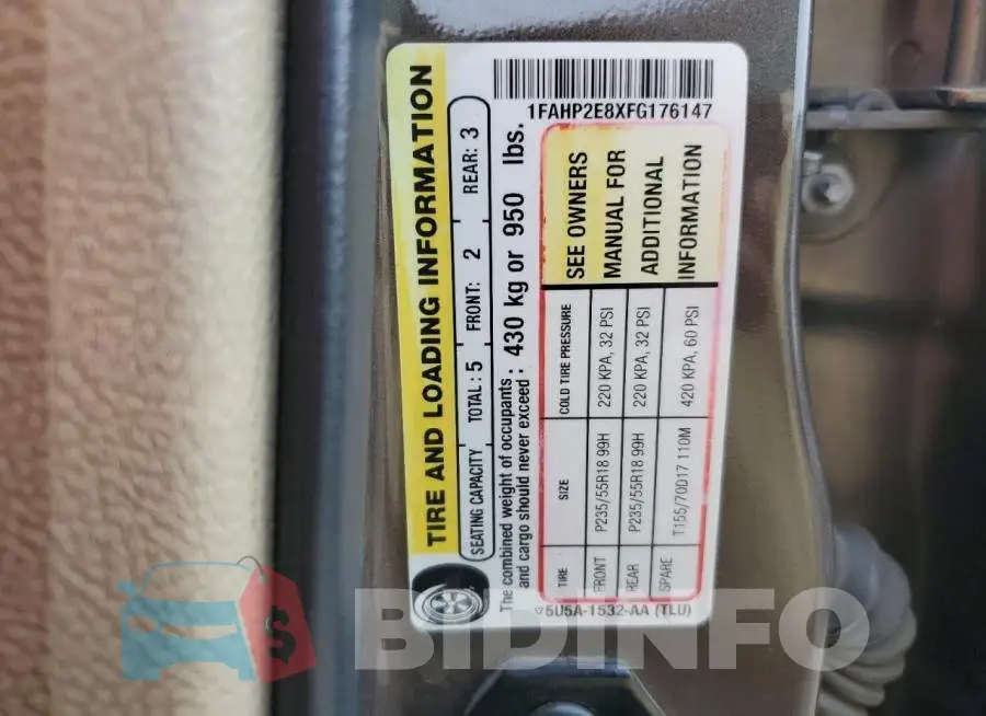 1FAHP2E8XFG176147 Photo# 12