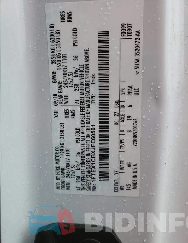 1FTEX1CBXJFE60561 Photo# 13