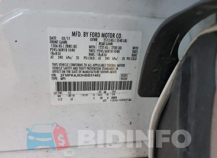 2FMPK4J93HBB51482 Photo# 13