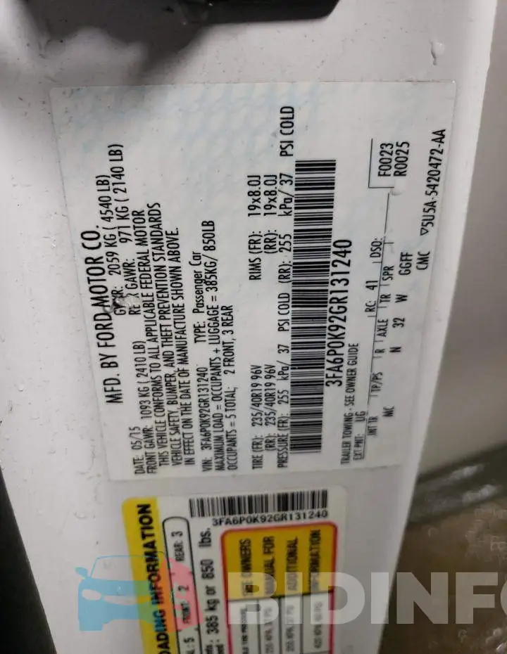3FA6P0K92GR131240 Photo# 13