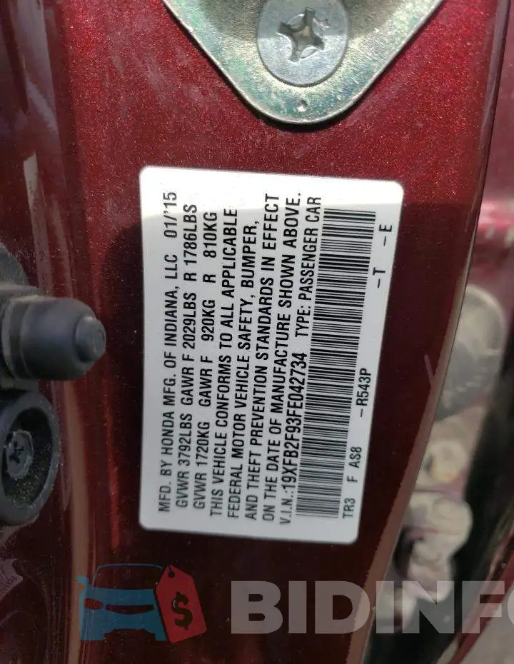 19XFB2F93FE042734 Photo# 13
