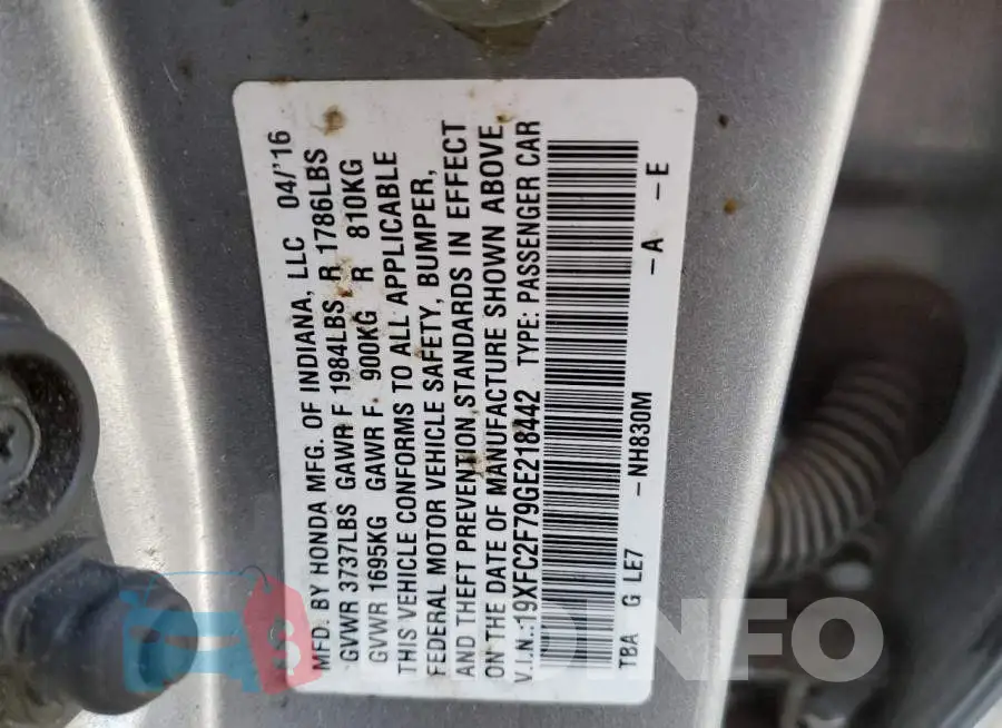 19XFC2F79GE218442 Photo# 12