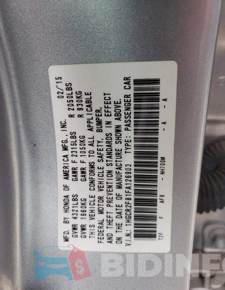 1HGCR2F81FA126903 Photo# 13
