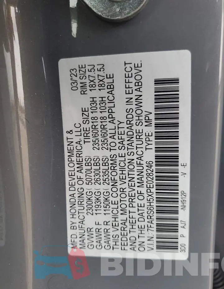7FARS6H5XPE028246 Photo# 12