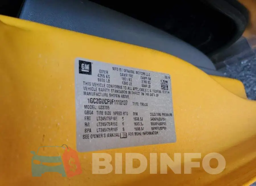 1GCZGUCF9F1110137 Photo# 13