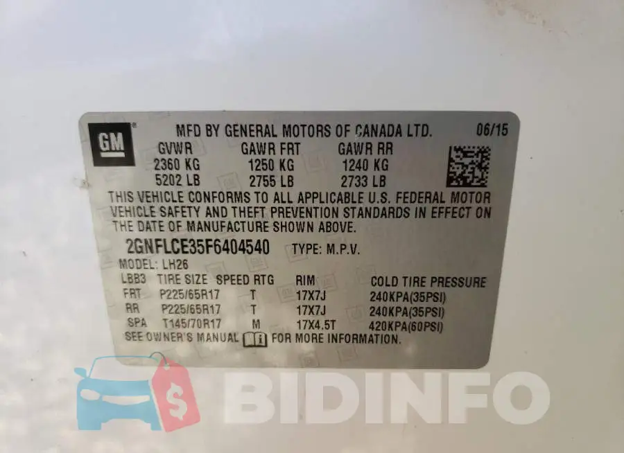 2GNFLCE35F6404540 Photo# 14