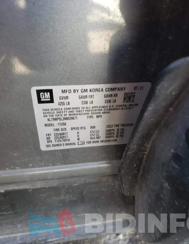 KL79MPSL3NB039671 Photo# 13