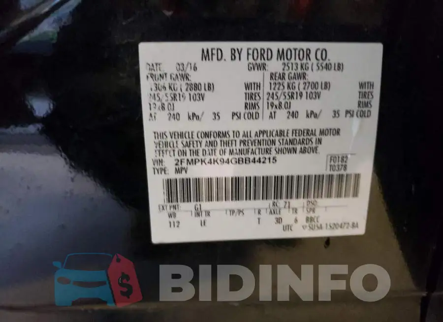 2FMPK4K94GBB44215 Photo# 13
