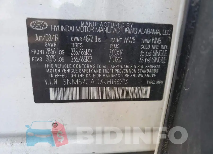 5NMS2CAD3KH136213 Photo# 12
