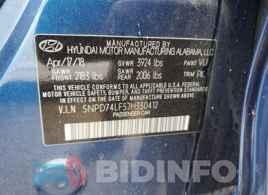 5NPD74LF5JH350412 Photo# 12