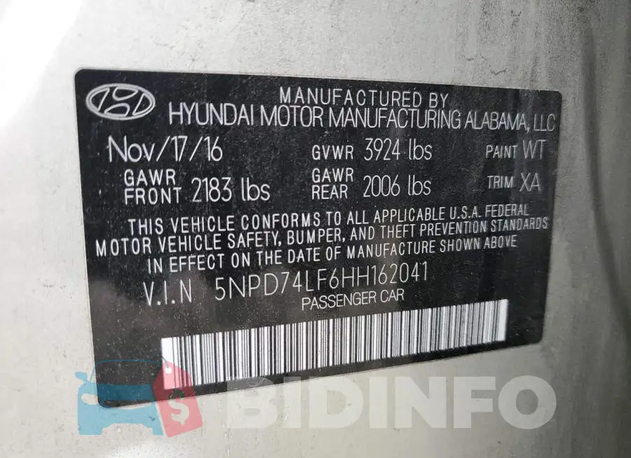 5NPD74LF6HH162041 Photo# 12