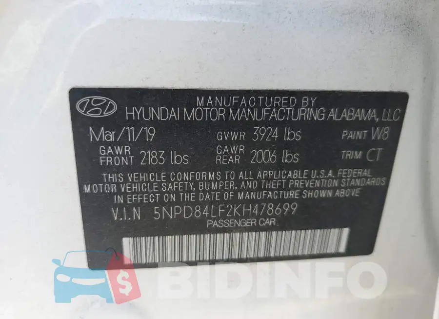 5NPD84LF2KH478699 Photo# 12