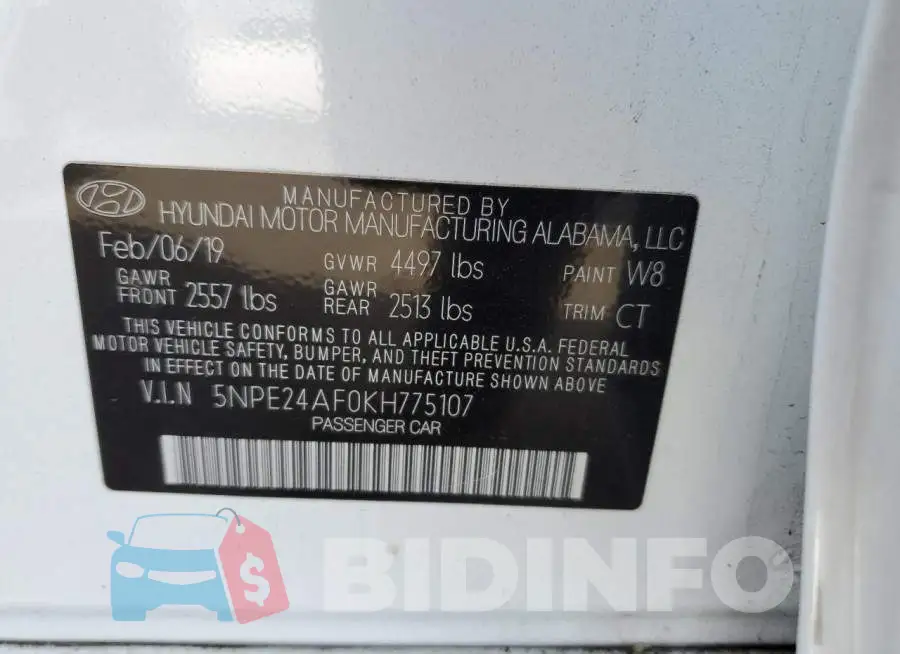 5NPE24AF0KH775107 Photo# 13