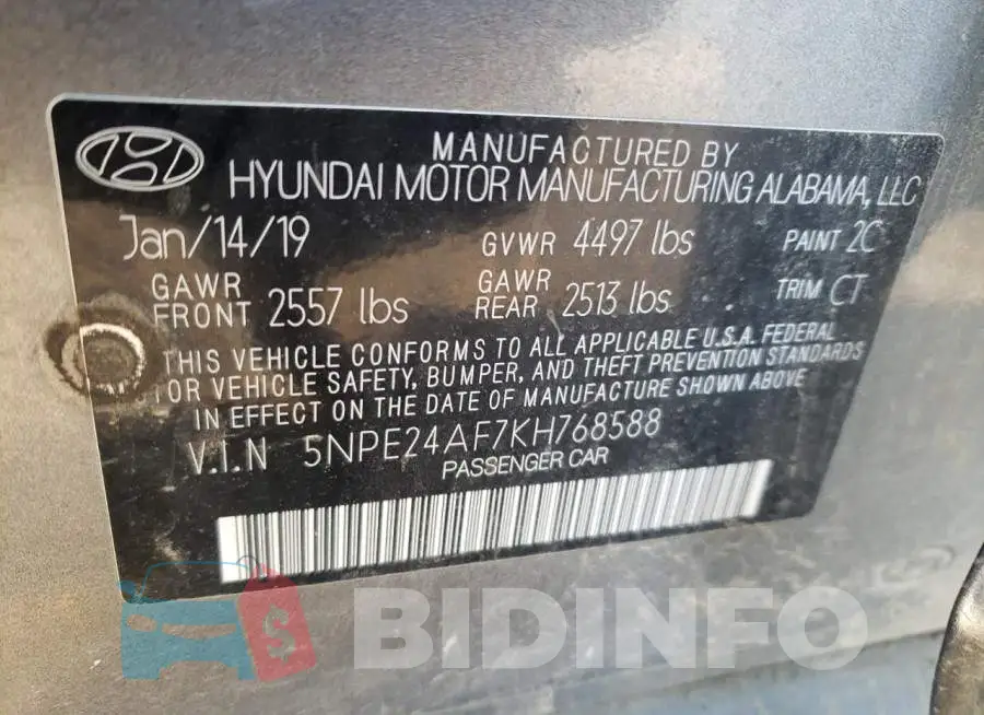 5NPE24AF7KH768588 Photo# 13