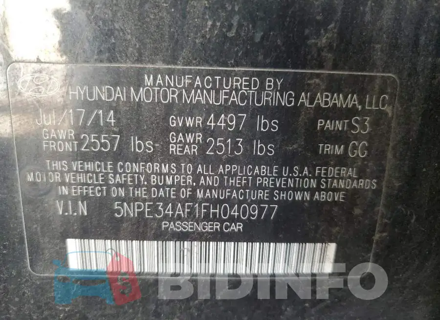 5NPE34AF1FH040977 Photo# 12