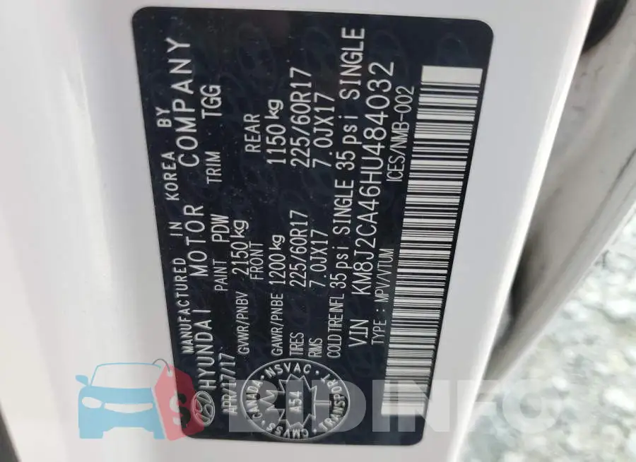 KM8J2CA46HU484032 Photo# 14
