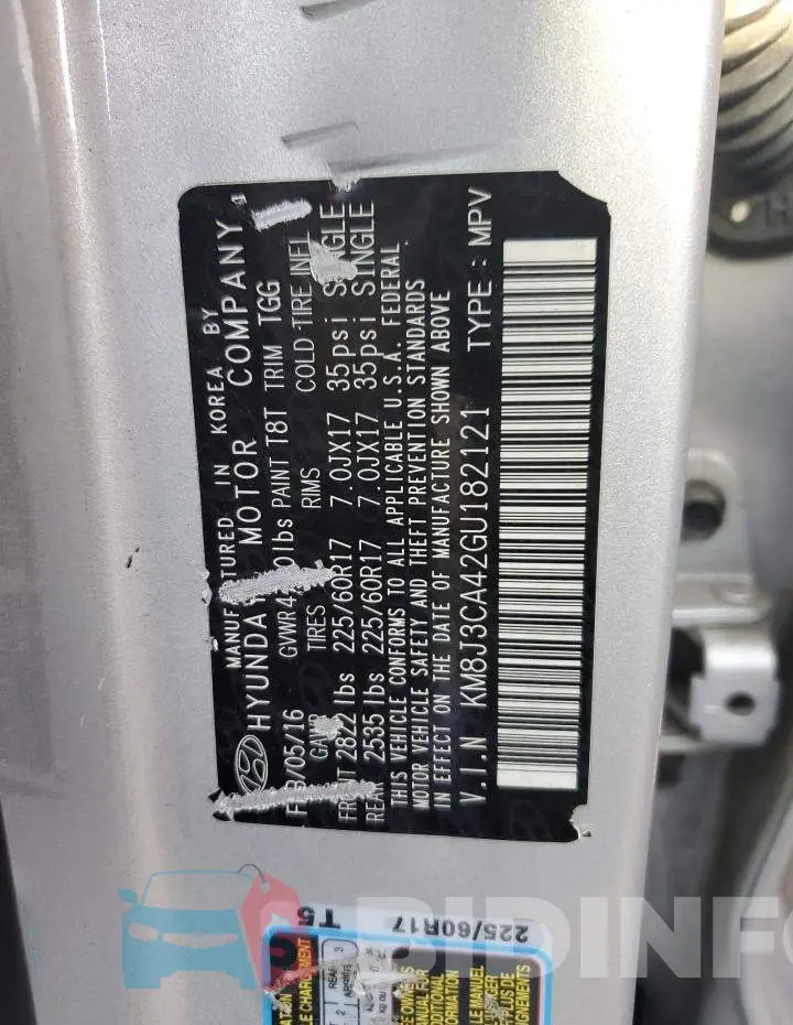 KM8J3CA42GU182121 Photo# 13