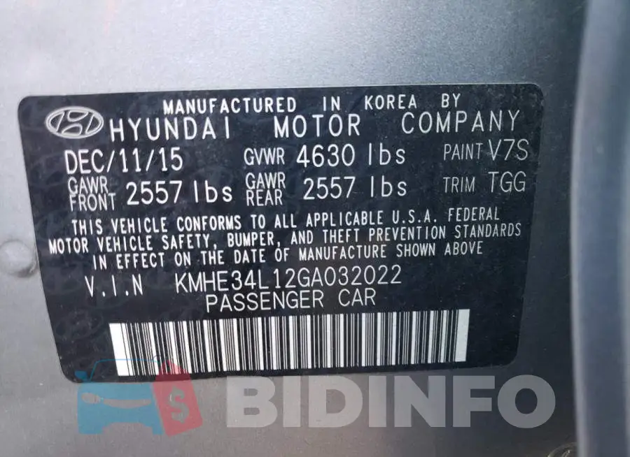KMHE34L12GA032022 Photo# 12