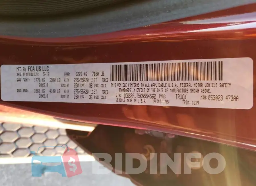 1C6SRFJT5KN554562 Photo# 12